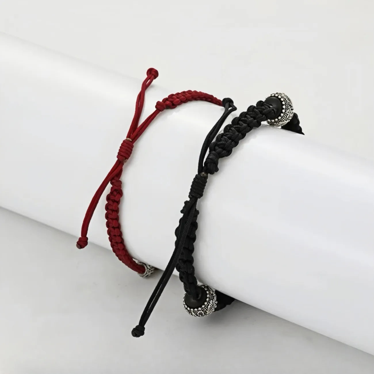 Back view displaying the durable hand-woven cotton rope with an adjustable sliding knot, ensuring a perfect fit for all wrist sizes