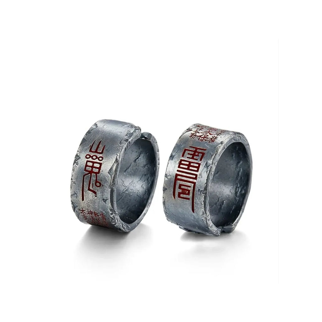 Back view of the silver ring highlighting the open band design for an adjustable comfortable fit