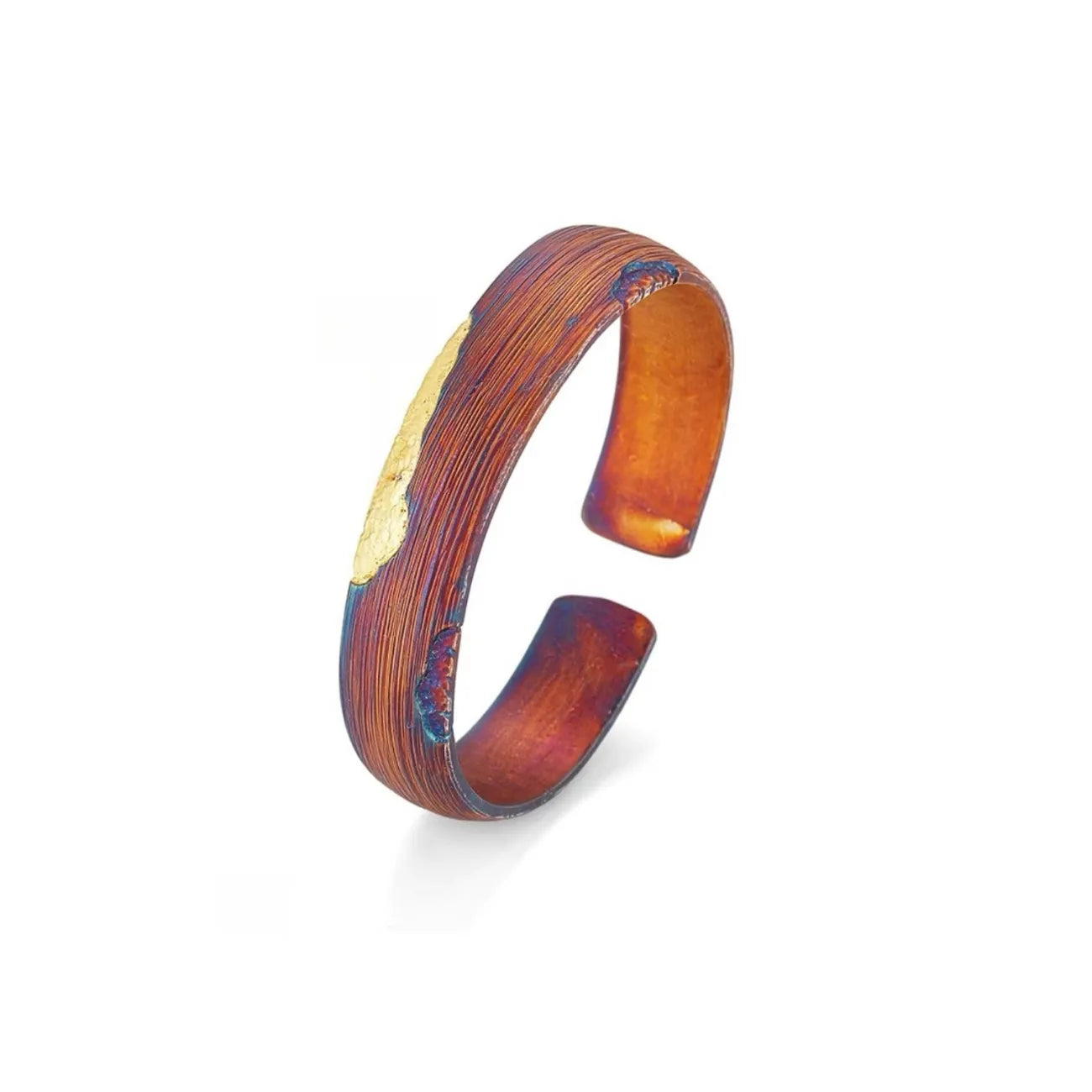 Side profile of the bangle highlighting the linear brushed texture and the rich rufous color tones