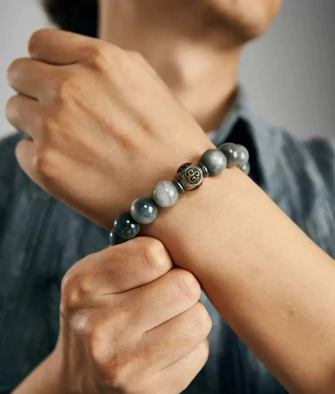 A candid styling shot showing the bracelet's comfortable fit and its understated elegance as a daily accessory