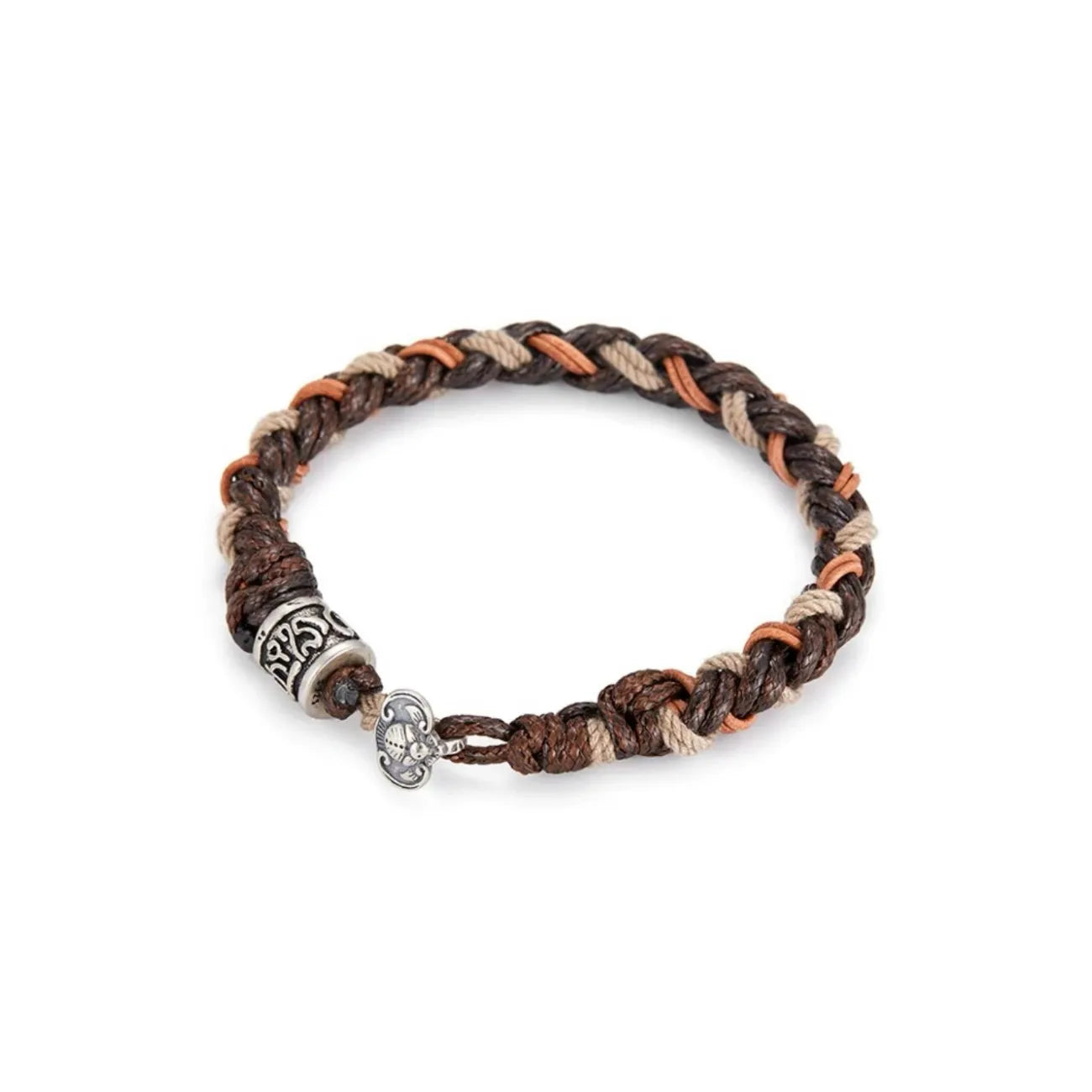 Back view focusing on the rugged knotting details of this adjustable boho-style surfer wristband